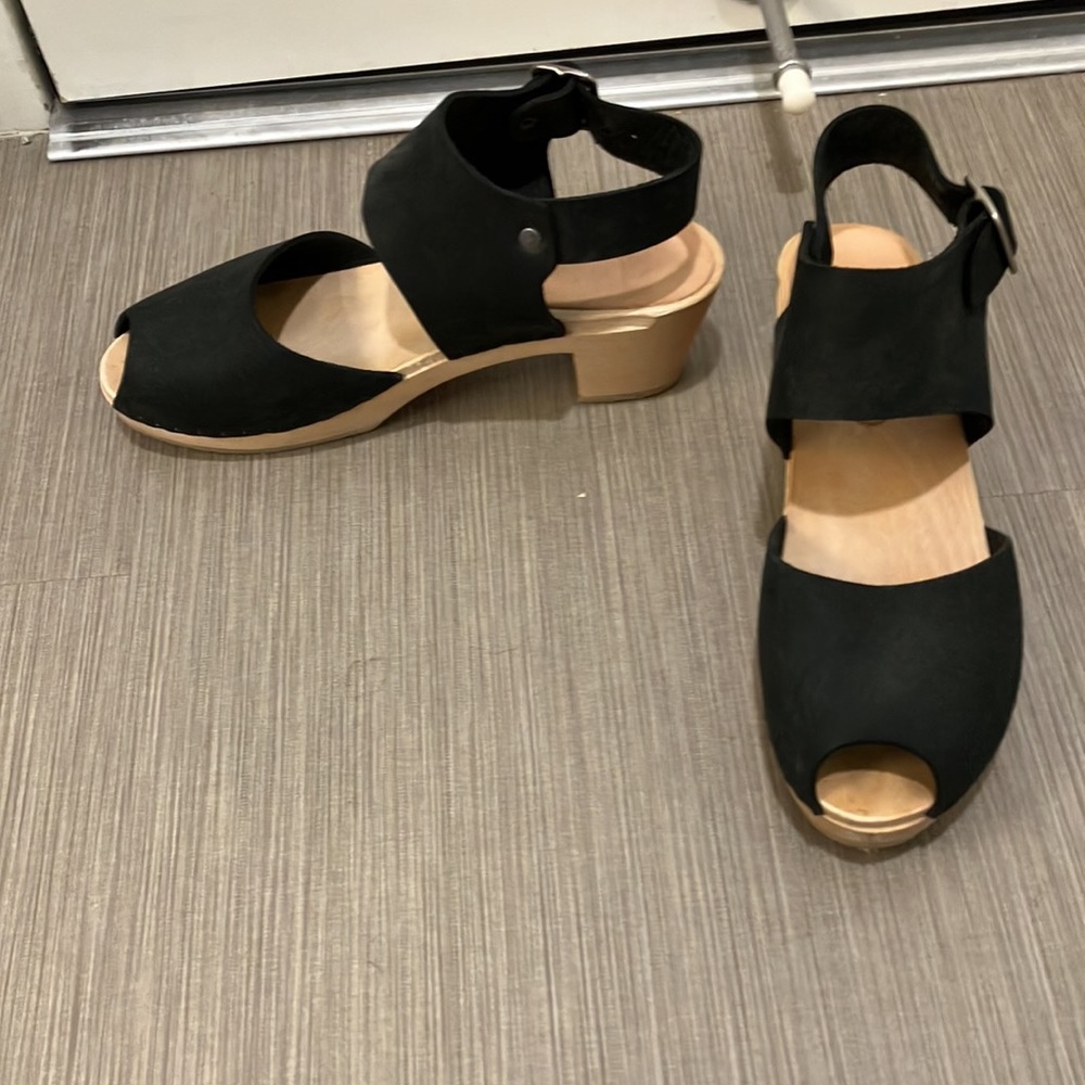 Bryr Miranda peep toe, mid heel, sandal clogs 37, 7